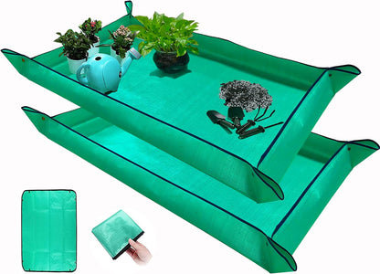 2PCS 26.8" x 26.8" Plant Repotting Mat Waterproof Transplanting Mat Indoor Succulent Potting Mat Portable Gardening Soil Changing and Watering mat Square and Foldable Garden mat