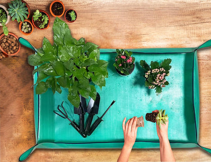 2PCS 26.8" x 26.8" Plant Repotting Mat Waterproof Transplanting Mat Indoor Succulent Potting Mat Portable Gardening Soil Changing and Watering mat Square and Foldable Garden mat
