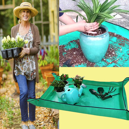 2PCS 26.8" x 26.8" Plant Repotting Mat Waterproof Transplanting Mat Indoor Succulent Potting Mat Portable Gardening Soil Changing and Watering mat Square and Foldable Garden mat