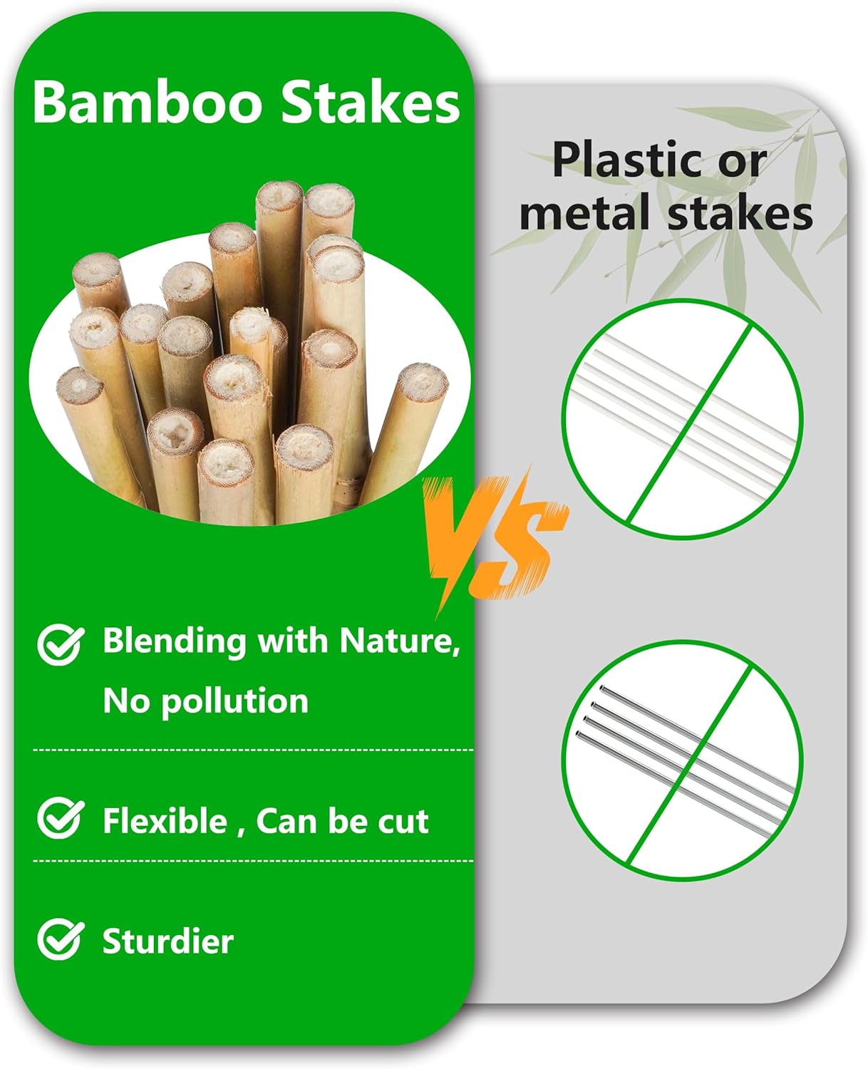 2ft Natural Bamboo Plant Stakes for Tomatoes, Beans, Flowers, Potted, Climbing Plants 30pcs