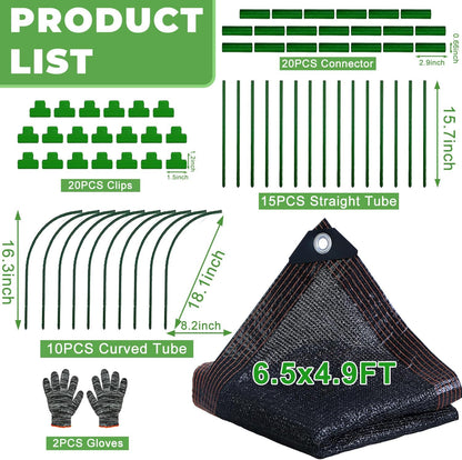 2026 Upgraded Garden Shade Cloth Kit 78.7"x59" Garden Shade Cloth for Plants Heat Protection with 5 Sets Garden Hoops for Raised Beds 75% Sunblock Shade Cloth Row Cover for Outdoor Plant Vegetables