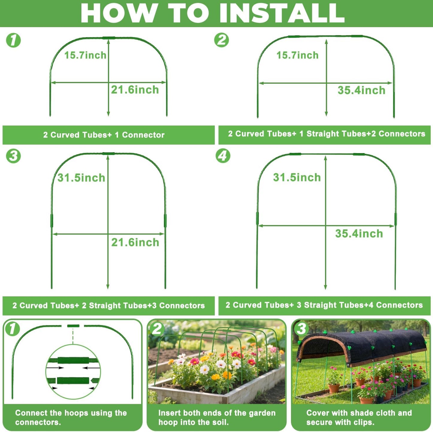 2026 Upgraded Garden Shade Cloth Kit 78.7"x59" Garden Shade Cloth for Plants Heat Protection with 5 Sets Garden Hoops for Raised Beds 75% Sunblock Shade Cloth Row Cover for Outdoor Plant Vegetables