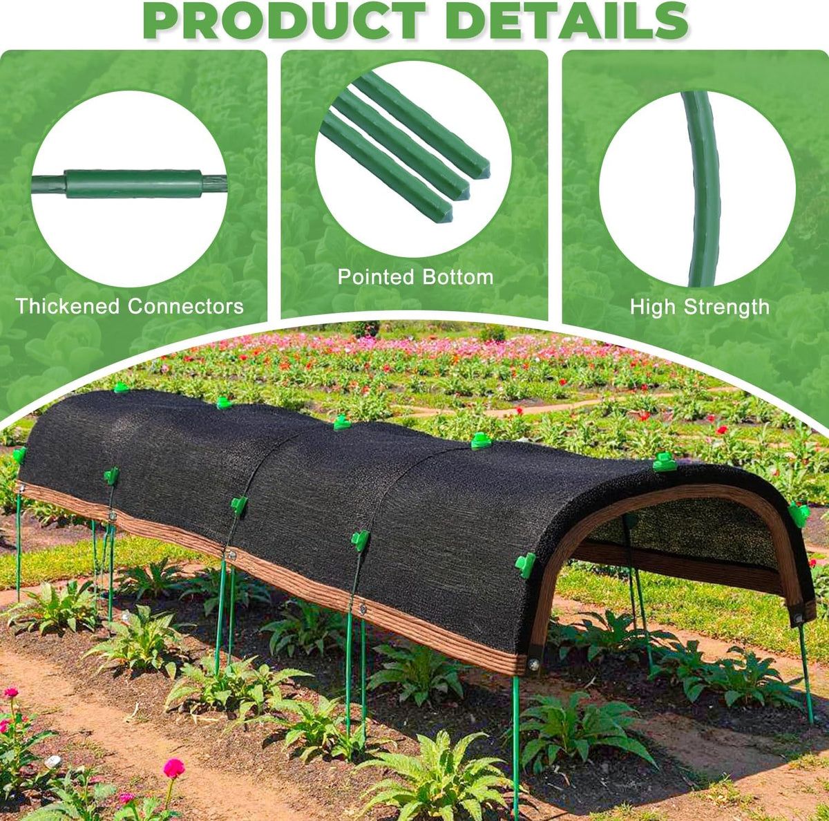 2026 Upgraded Garden Shade Cloth Kit 78.7"x59" Garden Shade Cloth for Plants Heat Protection with 5 Sets Garden Hoops for Raised Beds 75% Sunblock Shade Cloth Row Cover for Outdoor Plant Vegetables