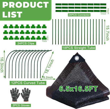 2026 Upgraded Garden Shade Cloth Kit 78.7"x59" Garden Shade Cloth for Plants Heat Protection with 5 Sets Garden Hoops for Raised Beds 75% Sunblock Shade Cloth Row Cover for Outdoor Plant Vegetables