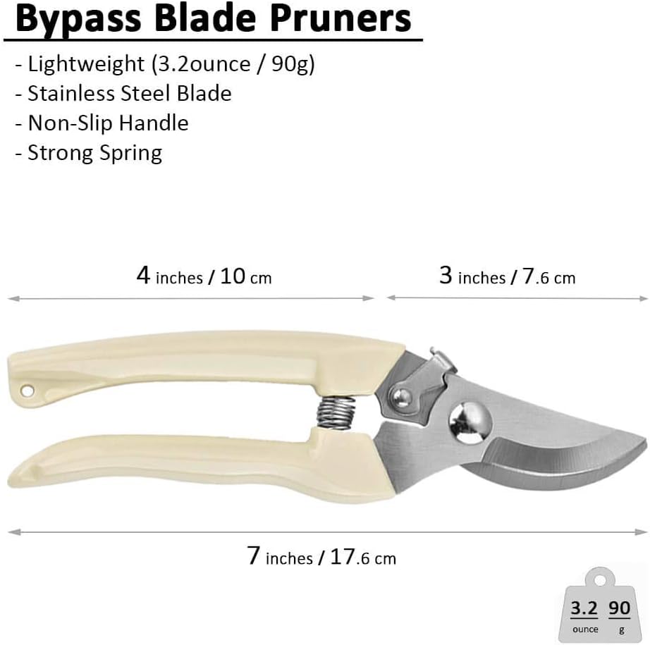 Wood Handle Pruning Shears, SK-5 Steel Blade, 1-inch Cutting Capacity, Sharp, Well Designed Garden Shears, 8"