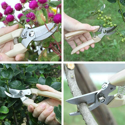 Wood Handle Pruning Shears, SK-5 Steel Blade, 1-inch Cutting Capacity, Sharp, Well Designed Garden Shears, 8"