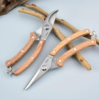 Wood Handle Pruning Shears, SK-5 Steel Blade, 1-inch Cutting Capacity, Sharp, Well Designed Garden Shears, 8"