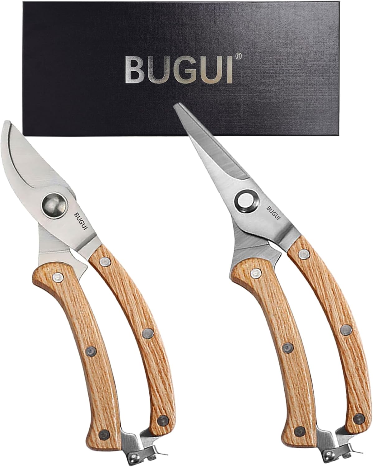 Wood Handle Pruning Shears, SK-5 Steel Blade, 1-inch Cutting Capacity, Sharp, Well Designed Garden Shears, 8"