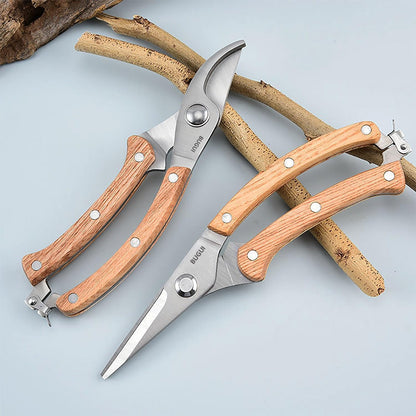 Wood Handle Pruning Shears, SK-5 Steel Blade, 1-inch Cutting Capacity, Sharp, Well Designed Garden Shears, 8"