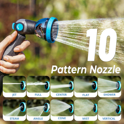 Retractable Garden Hose Reel, 1/2 in x 130 ft Wall Mount Heavy Duty Hose Reel with Any-Length Lock, Auto Rewind System, 180° Swivel Bracket, and 10-Pattern Nozzle for Garden, Dark Grey