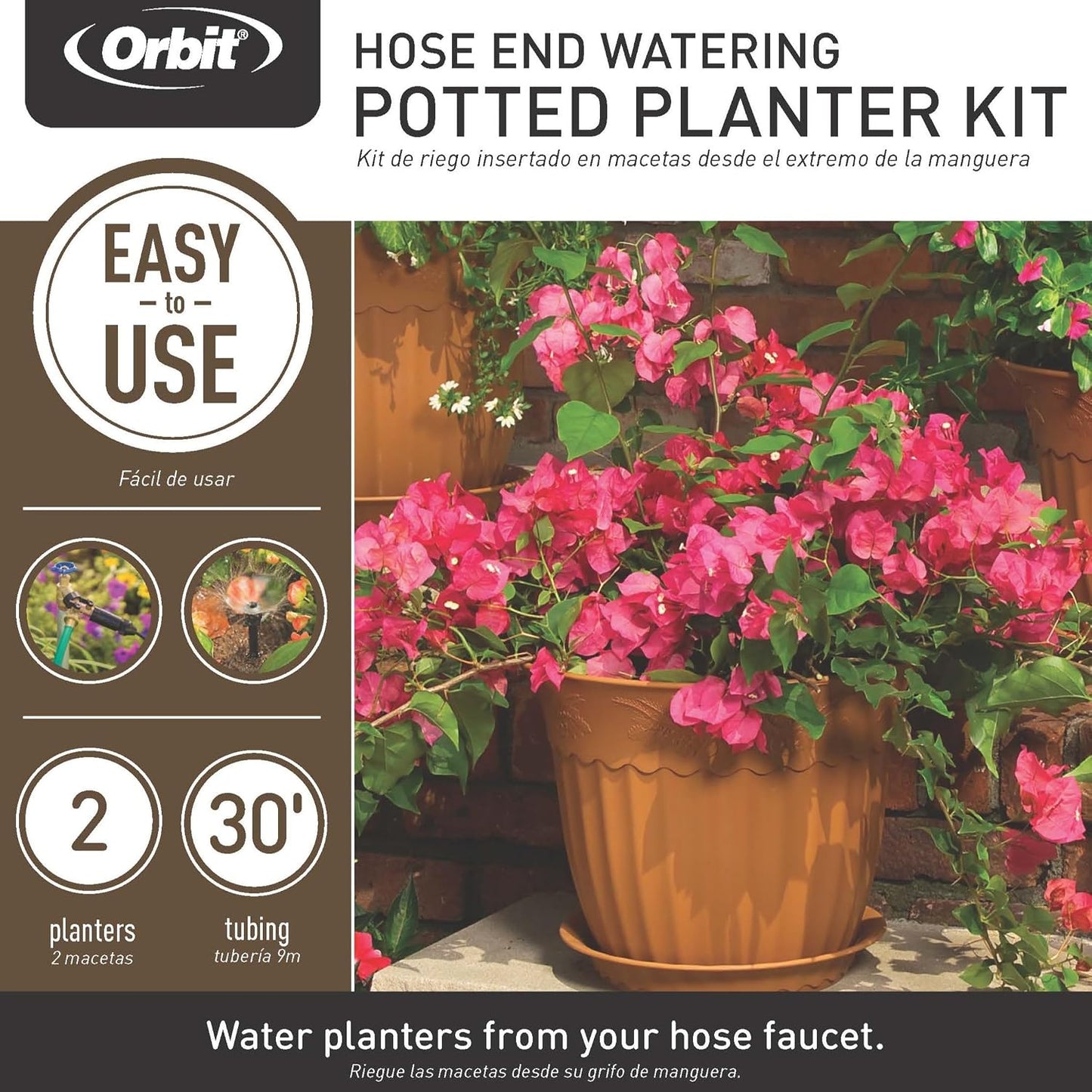 56309 Planter Drip Irrigation Kit - 30ft Complete Watering System with Adjustable Micro-Bubblers for Container Gardens