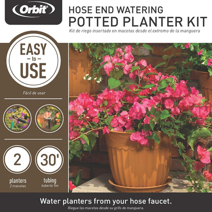 56309 Planter Drip Irrigation Kit - 30ft Complete Watering System with Adjustable Micro-Bubblers for Container Gardens