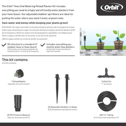56309 Planter Drip Irrigation Kit - 30ft Complete Watering System with Adjustable Micro-Bubblers for Container Gardens