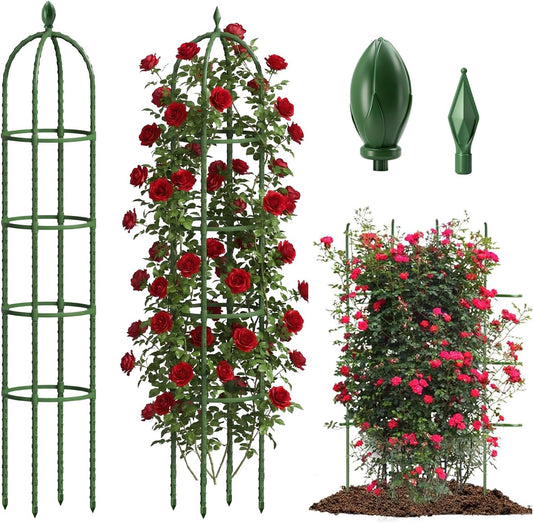2 Pack 6.2ft High Adjustable Garden Trellis for Climbing Plants, Green