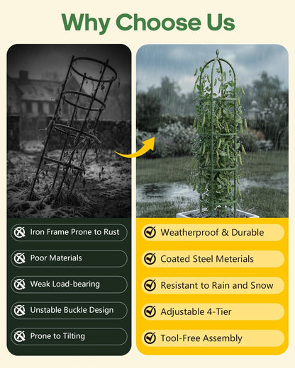 2 Pack 6.2ft High Adjustable Garden Trellis for Climbing Plants, Green