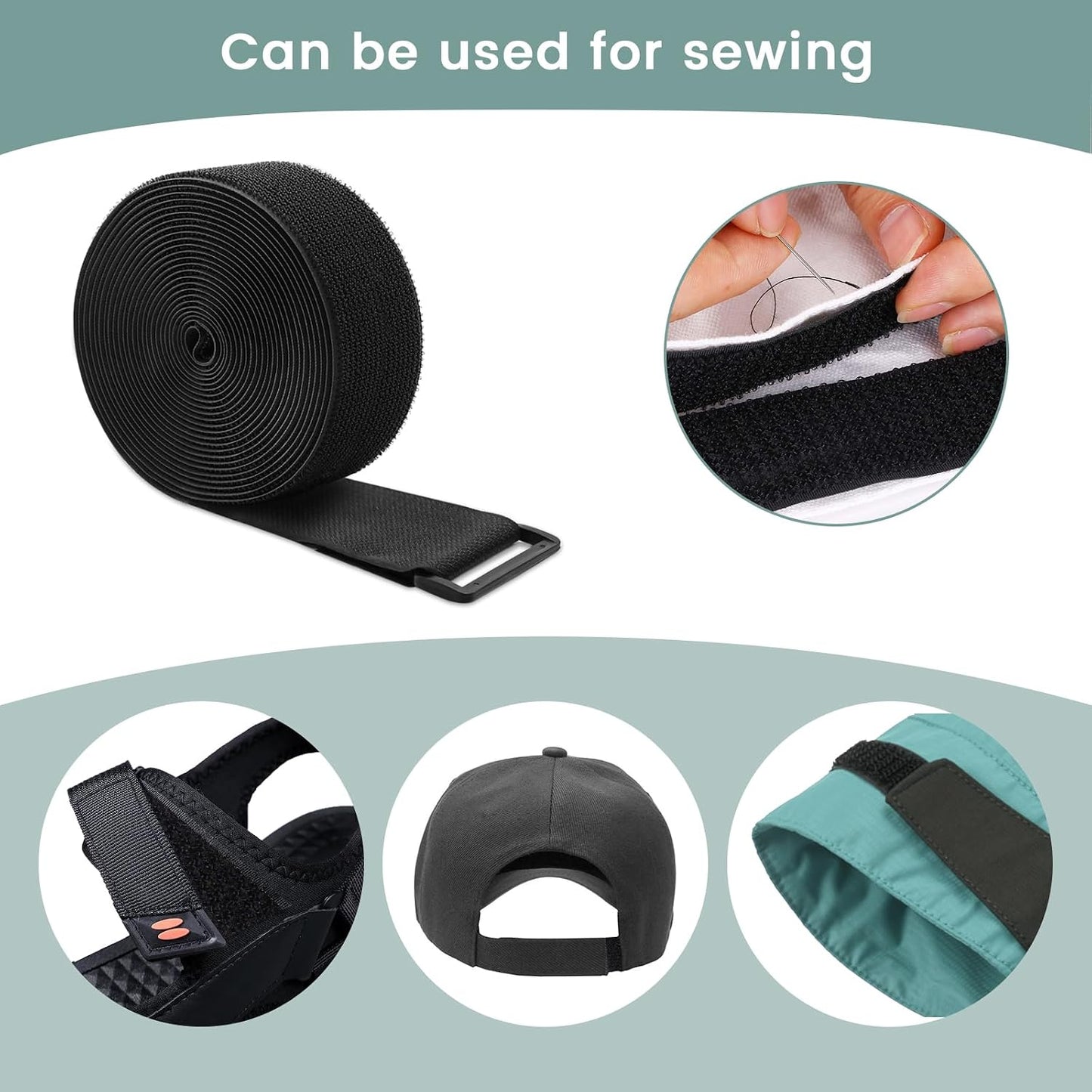 1.5In x 16Ft Cinch Straps Heavy Duty With 20 Buckles, Black Nylon Hook and Loop Straps, Reusable Long Cable Ties for Organizer or Storage