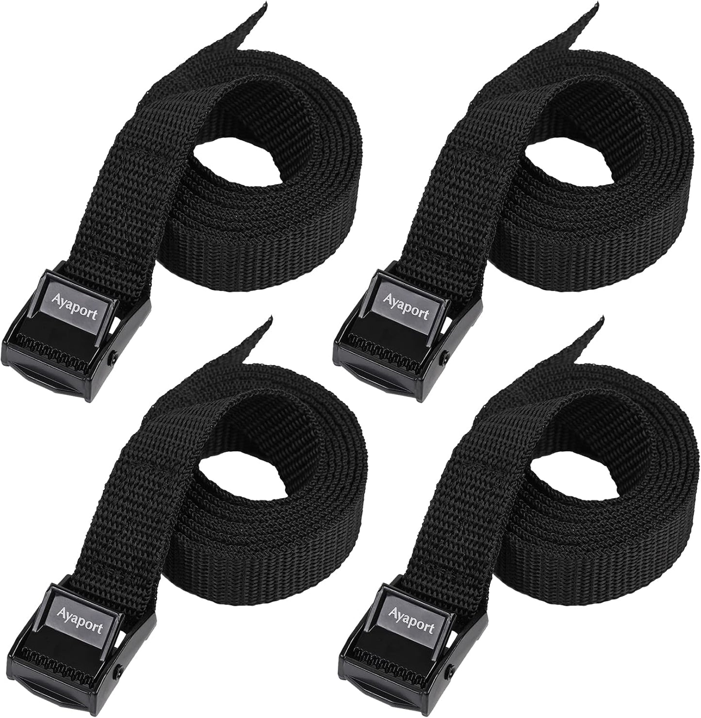 Lashing Straps with Buckles Adjustable Cam Buckle Tie Down Cinch Strap for Packing Black 4 Pack