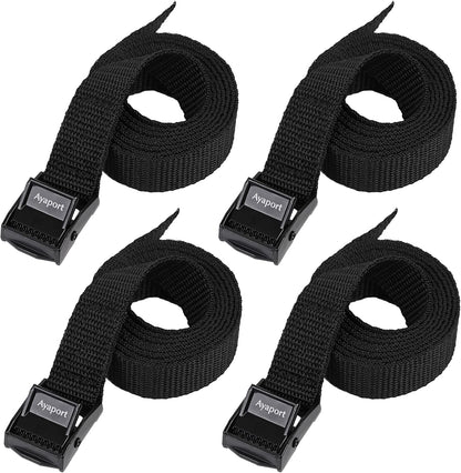 Lashing Straps with Buckles Adjustable Cam Buckle Tie Down Cinch Strap for Packing Black 4 Pack