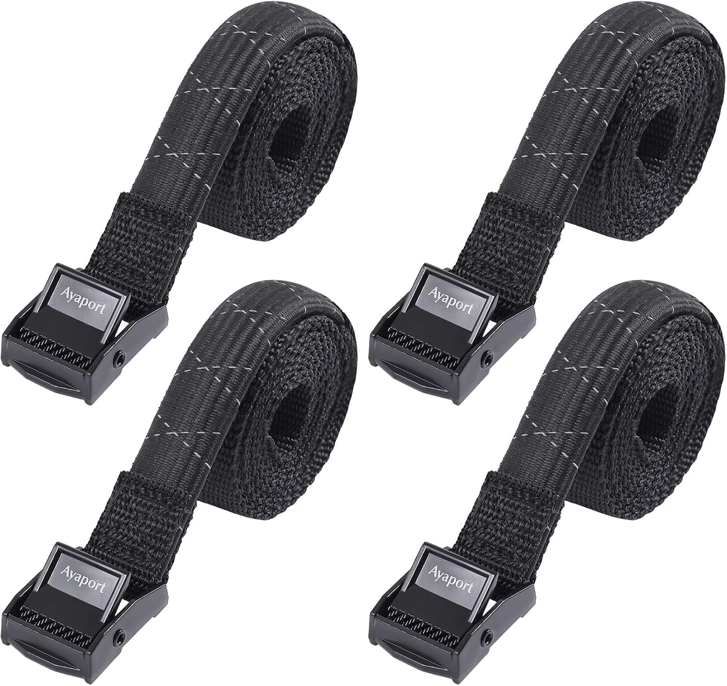 Lashing Straps with Buckles Adjustable Cam Buckle Tie Down Cinch Strap for Packing Black 4 Pack