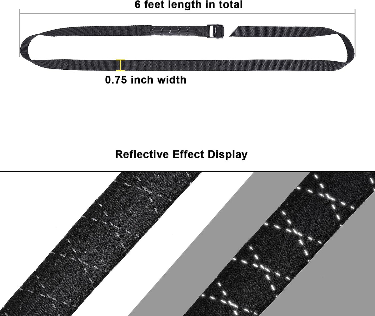 Lashing Straps with Buckles Adjustable Cam Buckle Tie Down Cinch Strap for Packing Black 4 Pack