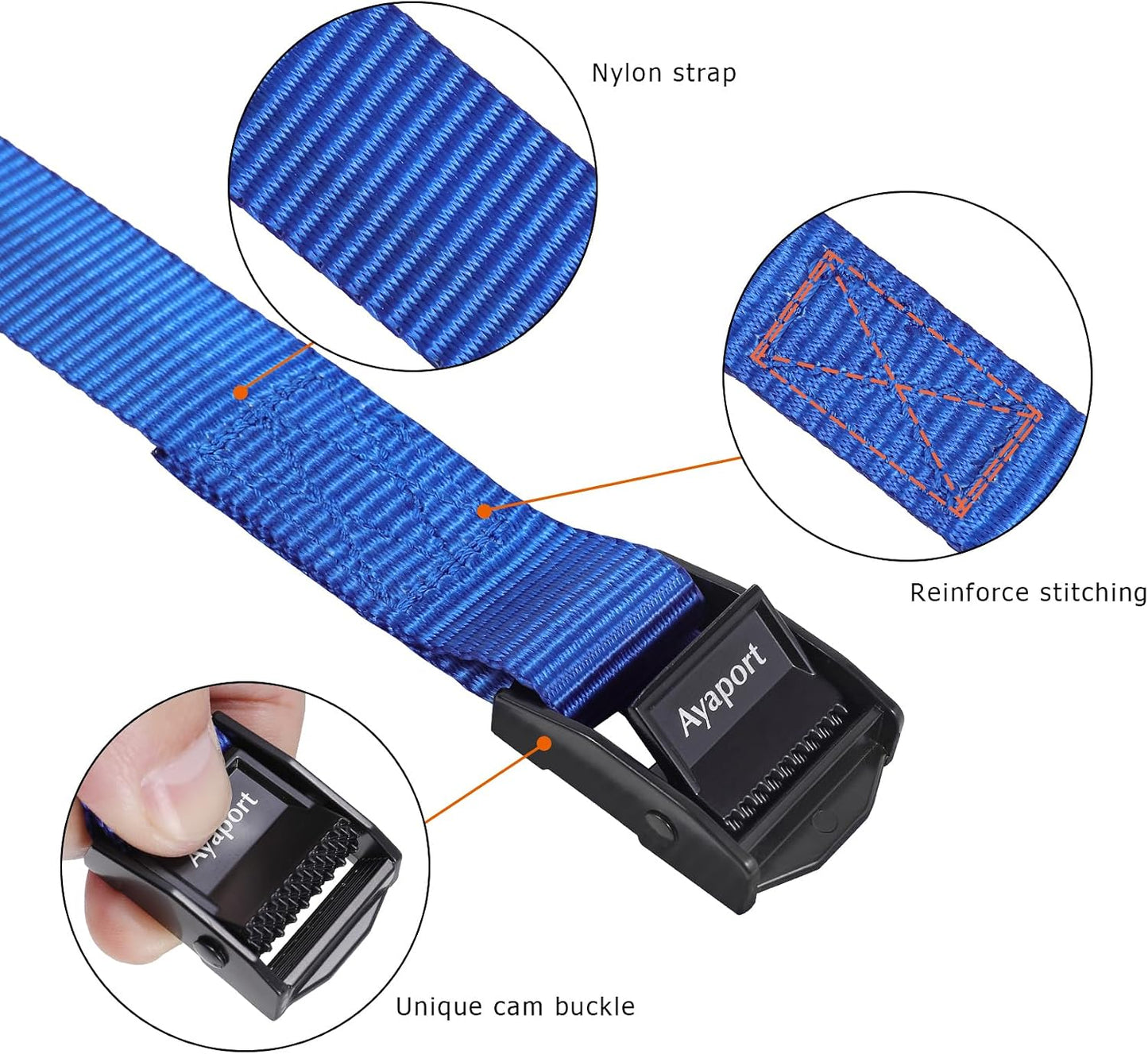 Lashing Straps with Buckles Adjustable Cam Buckle Tie Down Cinch Strap for Packing Black 4 Pack