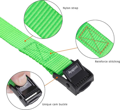 Lashing Straps with Buckles Adjustable Cam Buckle Tie Down Cinch Strap for Packing Black 4 Pack