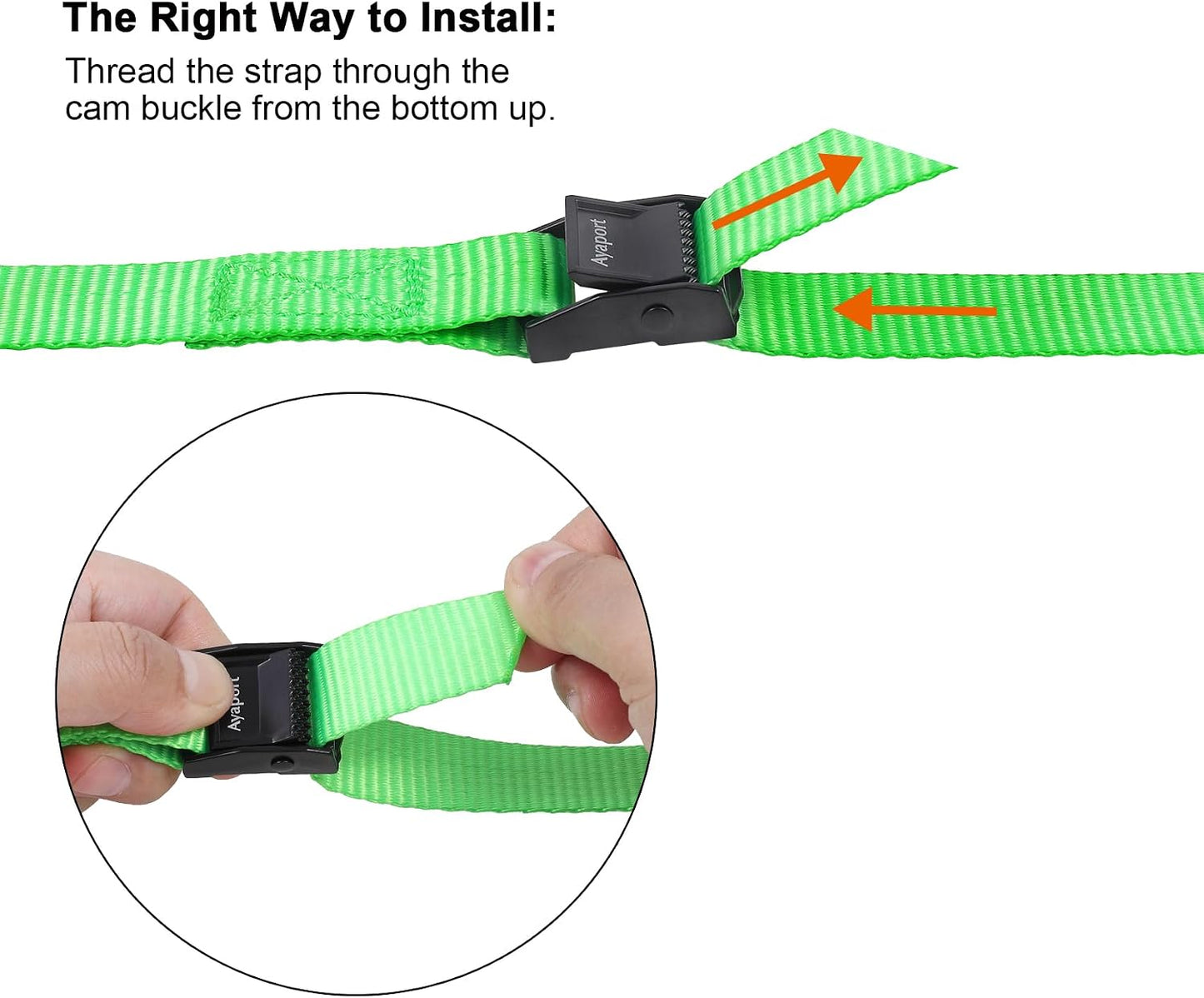 Lashing Straps with Buckles Adjustable Cam Buckle Tie Down Cinch Strap for Packing Black 4 Pack