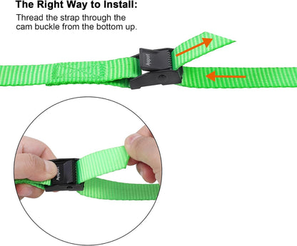 Lashing Straps with Buckles Adjustable Cam Buckle Tie Down Cinch Strap for Packing Black 4 Pack