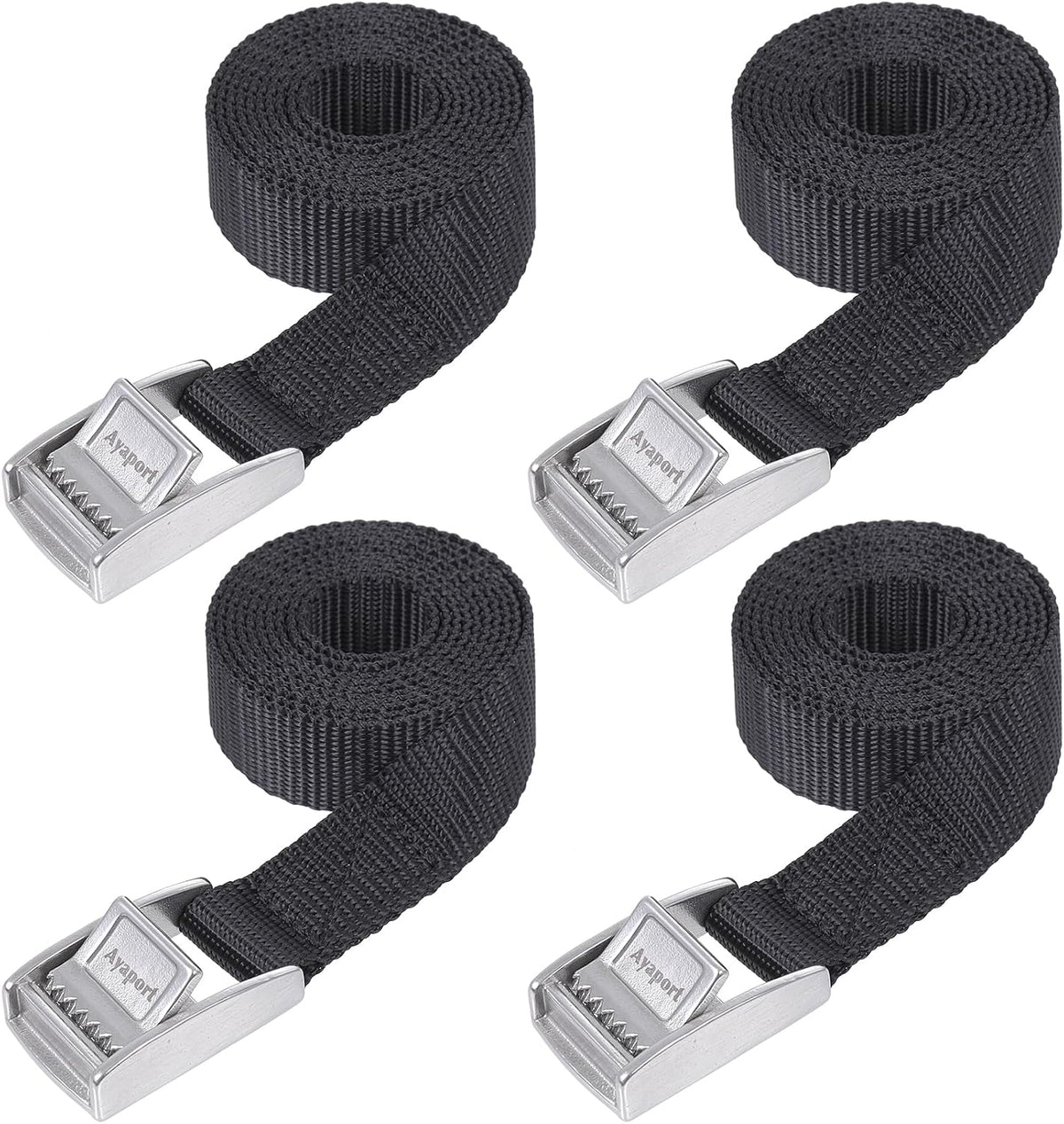Lashing Straps with Buckles Adjustable Cam Buckle Tie Down Cinch Strap for Packing Black 4 Pack