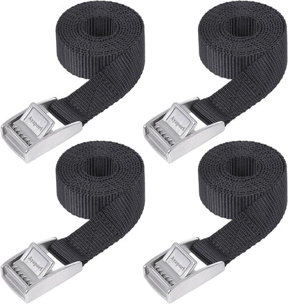 Lashing Straps with Buckles Adjustable Cam Buckle Tie Down Cinch Strap for Packing Black 4 Pack