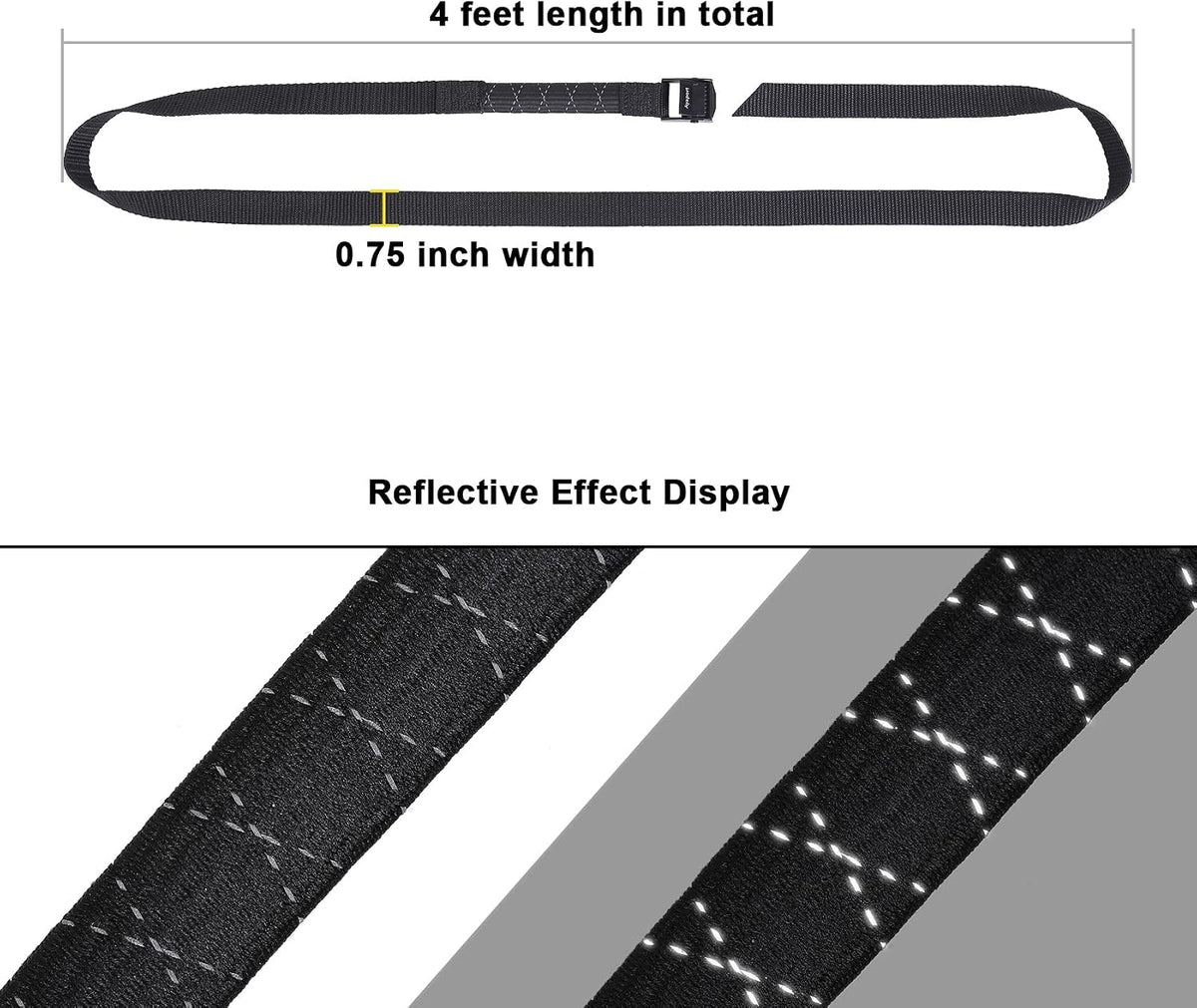 Lashing Straps with Buckles Adjustable Cam Buckle Tie Down Cinch Strap for Packing Black 4 Pack