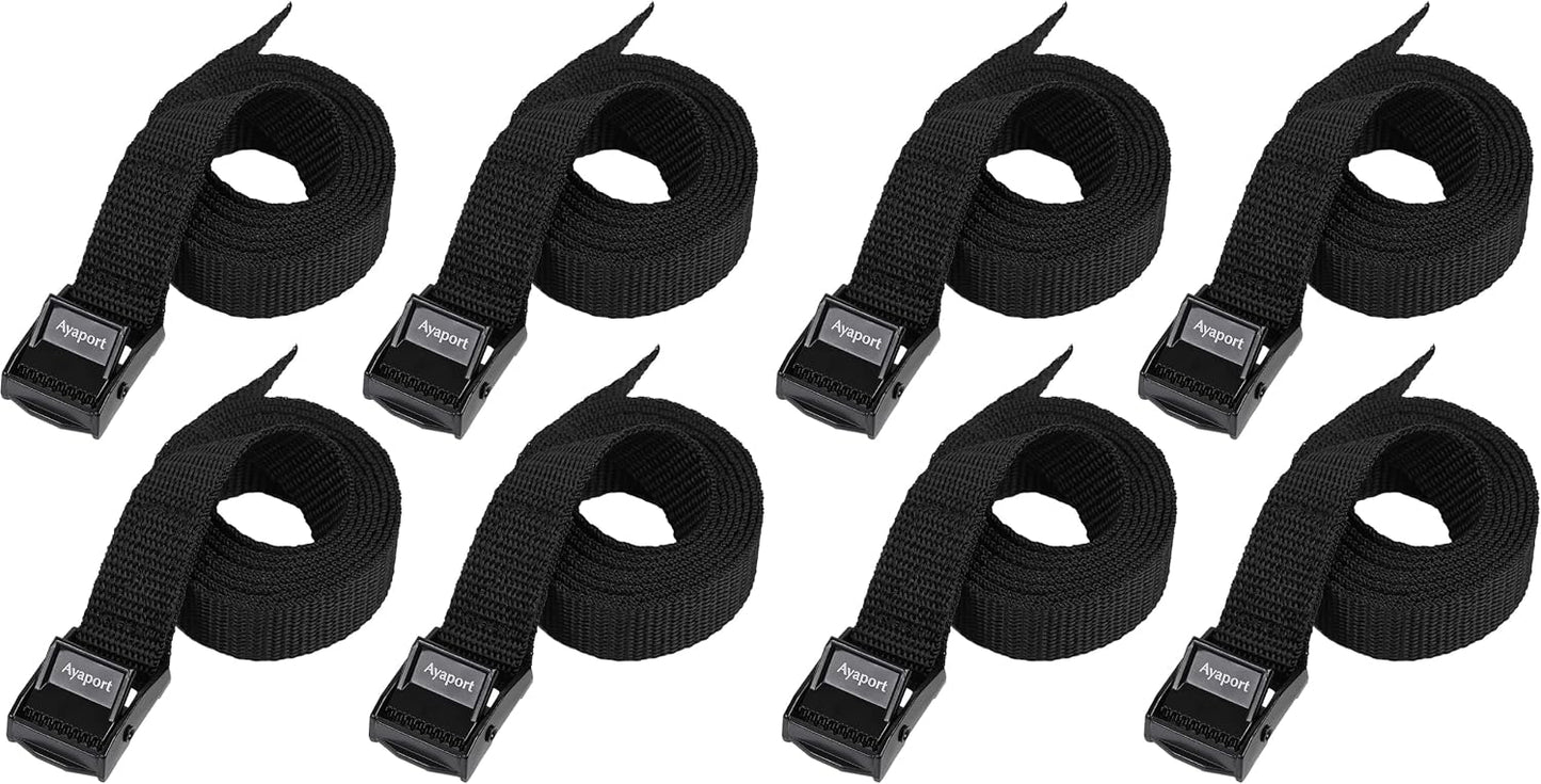 Lashing Straps with Buckles Adjustable Cam Buckle Tie Down Cinch Strap for Packing Black 4 Pack