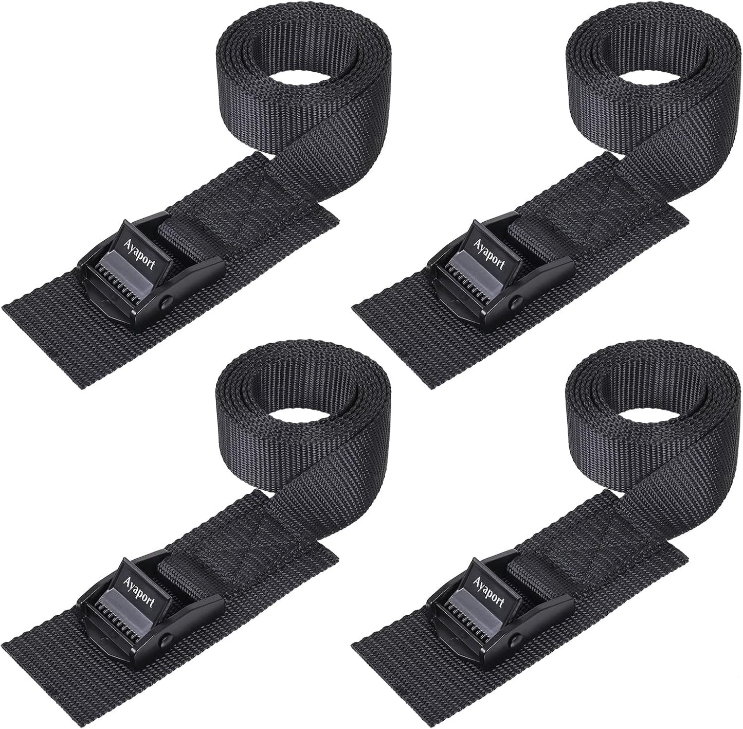 Lashing Straps with Buckles Adjustable Cam Buckle Tie Down Cinch Strap for Packing Black 4 Pack