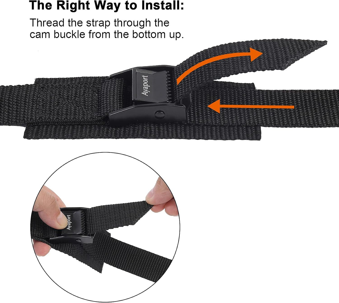 Lashing Straps with Buckles Adjustable Cam Buckle Tie Down Cinch Strap for Packing Black 4 Pack