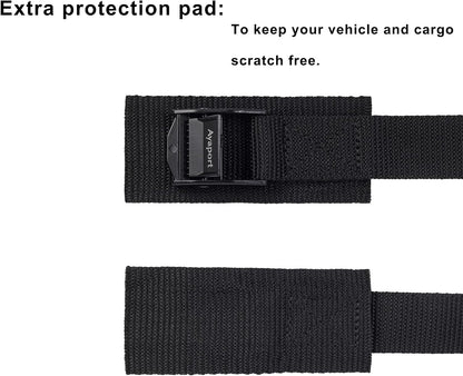 Lashing Straps with Buckles Adjustable Cam Buckle Tie Down Cinch Strap for Packing Black 4 Pack
