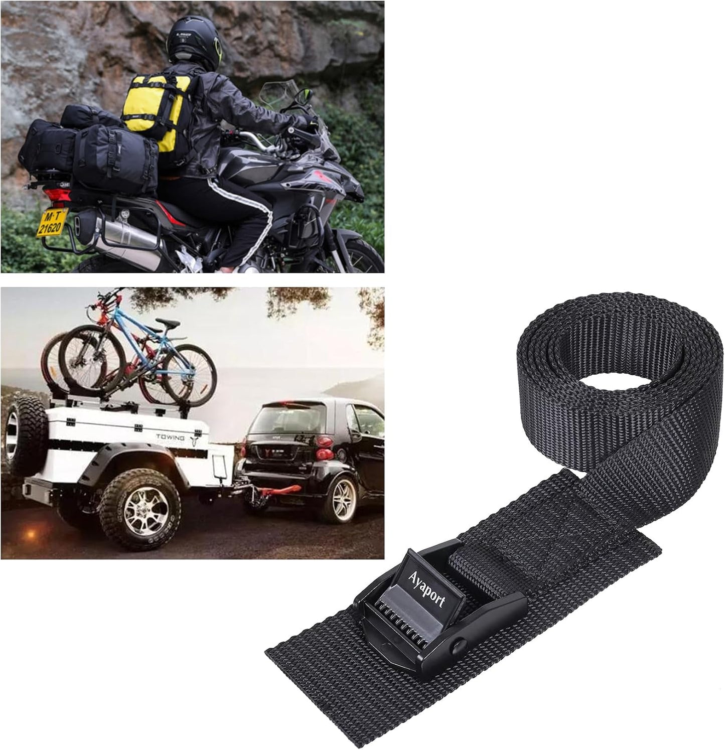 Lashing Straps with Buckles Adjustable Cam Buckle Tie Down Cinch Strap for Packing Black 4 Pack