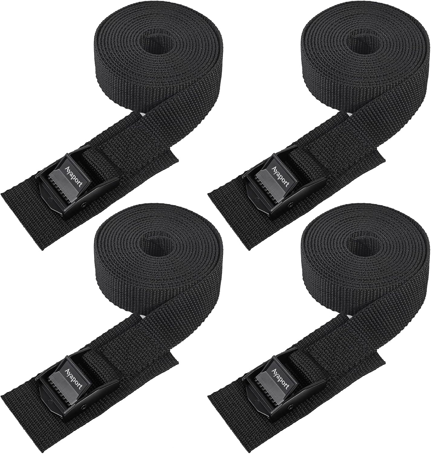 Lashing Straps with Buckles Adjustable Cam Buckle Tie Down Cinch Strap for Packing Black 4 Pack