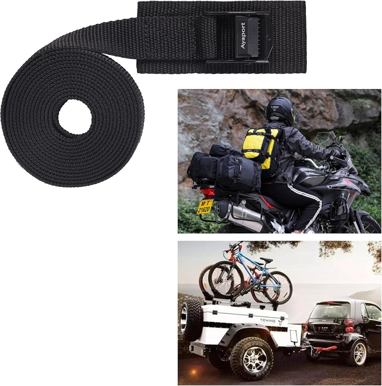 Lashing Straps with Buckles Adjustable Cam Buckle Tie Down Cinch Strap for Packing Black 4 Pack