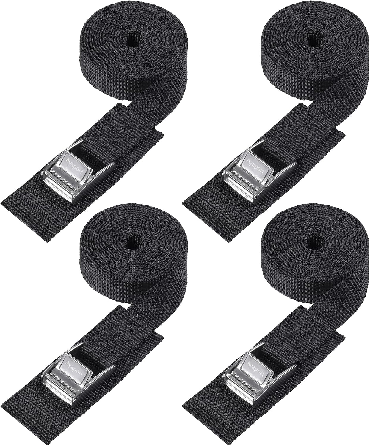 Lashing Straps with Buckles Adjustable Cam Buckle Tie Down Cinch Strap for Packing Black 4 Pack