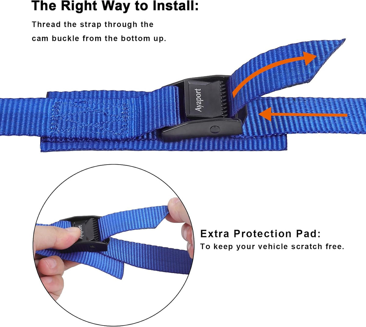 Lashing Straps with Buckles Adjustable Cam Buckle Tie Down Cinch Strap for Packing Black 4 Pack