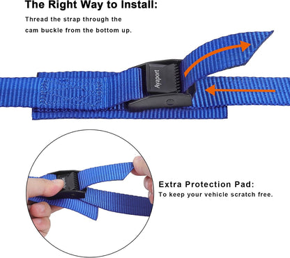 Lashing Straps with Buckles Adjustable Cam Buckle Tie Down Cinch Strap for Packing Black 4 Pack
