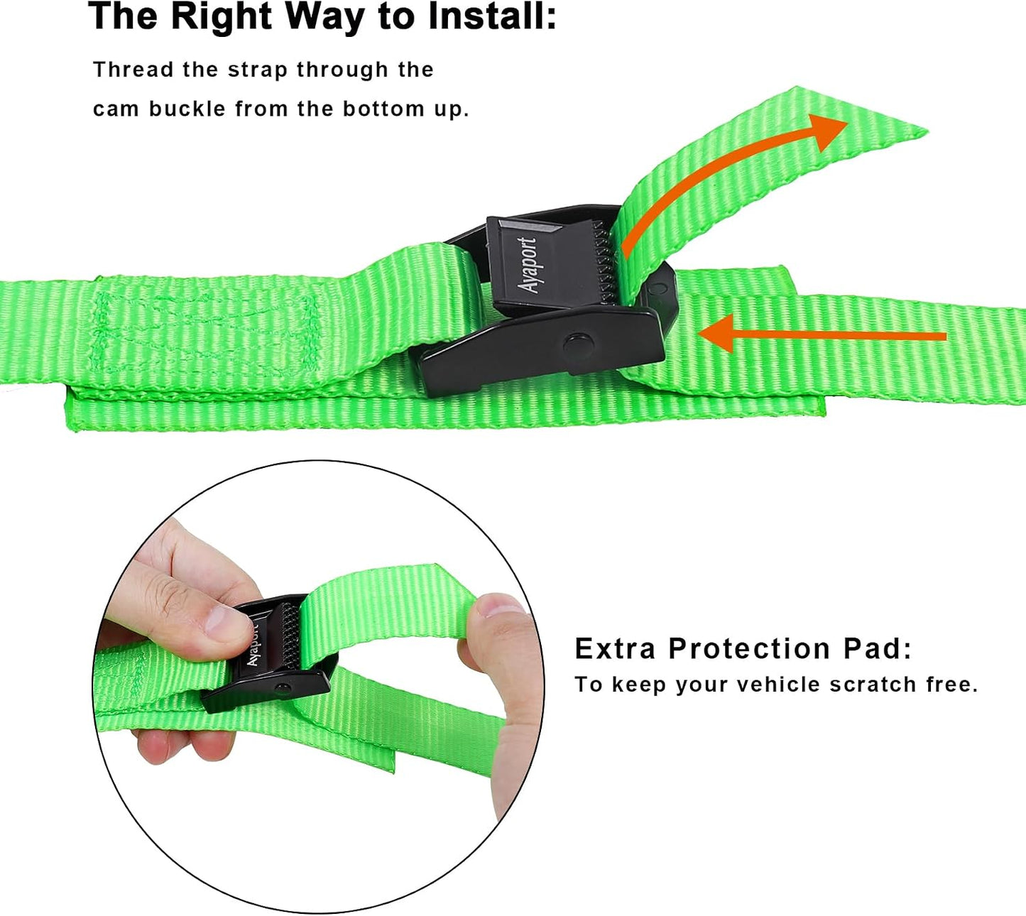 Lashing Straps with Buckles Adjustable Cam Buckle Tie Down Cinch Strap for Packing Black 4 Pack