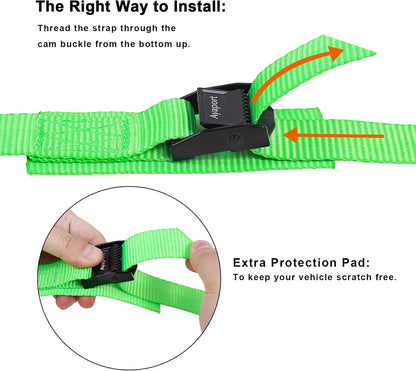 Lashing Straps with Buckles Adjustable Cam Buckle Tie Down Cinch Strap for Packing Black 4 Pack