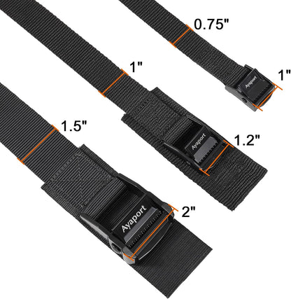Lashing Straps with Buckles Adjustable Cam Buckle Tie Down Cinch Strap for Packing Black 4 Pack