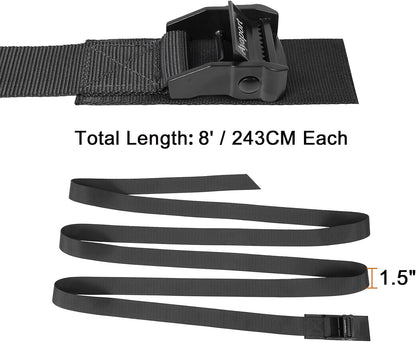 Lashing Straps with Buckles Adjustable Cam Buckle Tie Down Cinch Strap for Packing Black 4 Pack