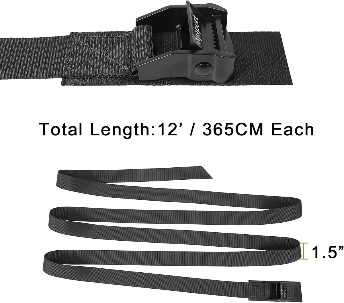 Lashing Straps with Buckles Adjustable Cam Buckle Tie Down Cinch Strap for Packing Black 4 Pack