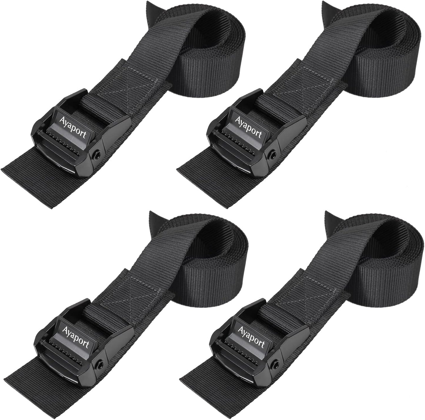 Lashing Straps with Buckles Adjustable Cam Buckle Tie Down Cinch Strap for Packing Black 4 Pack