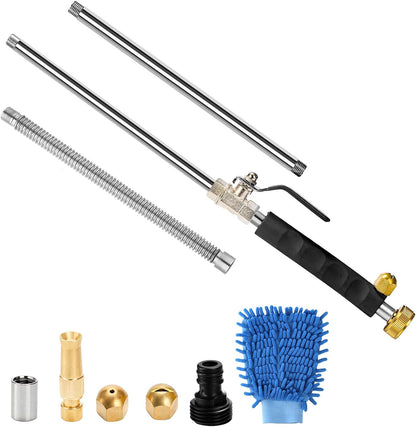 High Pressure Power Washer Wand, Hydro Jet Water Wand Pressure Sprayer,Flexible Garden Watering with 3 Nozzle Universal Hose End,for Car Pet Window Patio Gutter Cleaning Blue