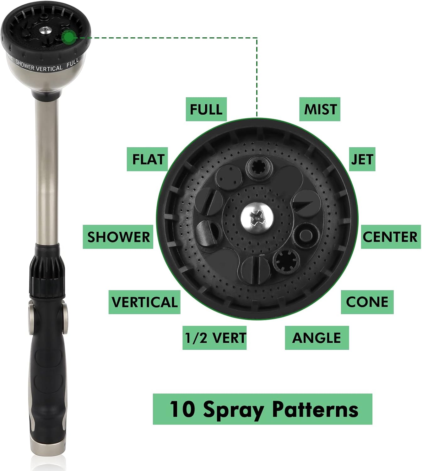 Watering Wand Heavy Duty, Metal Water Hose Sprayer for Garden, High Pressure | Thumb Flow Control | On/Off Valve, Ideal for Outdoor Lawn & Plant Watering, Car & Pet Washing
