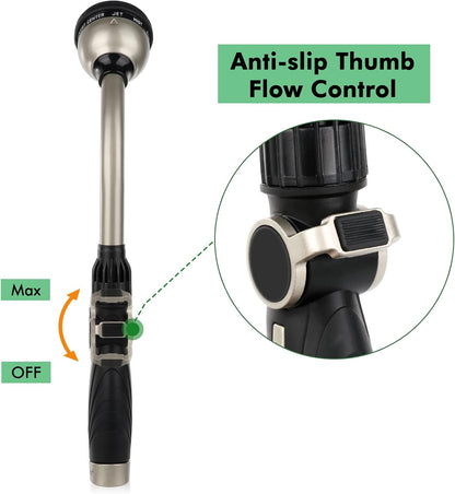 Watering Wand Heavy Duty, Metal Water Hose Sprayer for Garden, High Pressure | Thumb Flow Control | On/Off Valve, Ideal for Outdoor Lawn & Plant Watering, Car & Pet Washing
